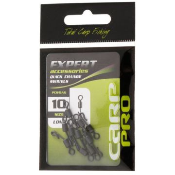 Vartej cu Agrafa Rapida Carp Pro Quick Change Swivel, 10buc/plic
