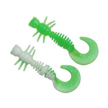 Larva Berkley Powerbait Power Curly, Spring Green/White, 5cm, 10бр/плик