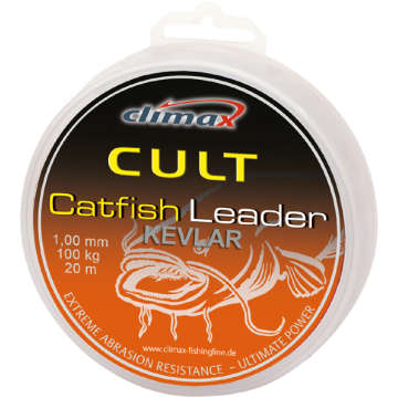 Текстилен преден повод Climax Cult Catfish Kevlar Leader, Olive Green, 20m