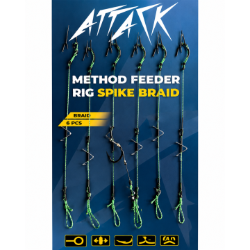 Предварително вързани куки Attack Method Фидер с винт за стръв, 7mm, 6 бр./плик