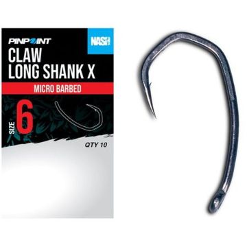 Carlige Nash Claw Long Shank X, 10buc/plic