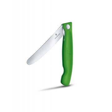Cutit de Bucatarie Victorinox Foldable Paring Knife, Lama Zimtata 11cm, Verde, Blister