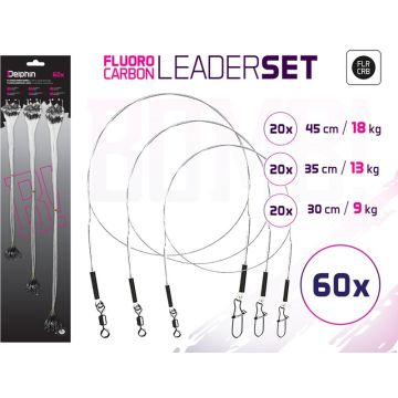 Set Strune Delphin din Fluorocarbon BOMB! cu Vartej si Carabina