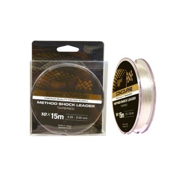 Конусовиден водещ Fluorocarbon Benzar Method Shock Leader, 10x15m