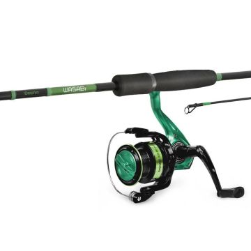Set Spinning Delphin GreenSPIN, Lanseta Wasabi Spin NXT, 1.80m, 10-30g, 2buc + Mulineta Elixir 2000 + Fir Kyoto Albastru 0.261mm/200m