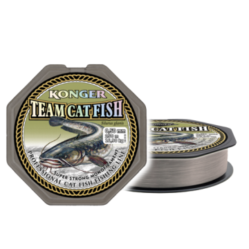 влакно Monofilament Konger Team Catfish, с дължина 250 метра, в сив цвят. Идеален за лов на големи сомове. Предлага отлична силa и устойчивост на износване.