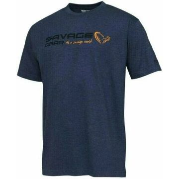 Тениска Savage Gear Signature, Blue Melange