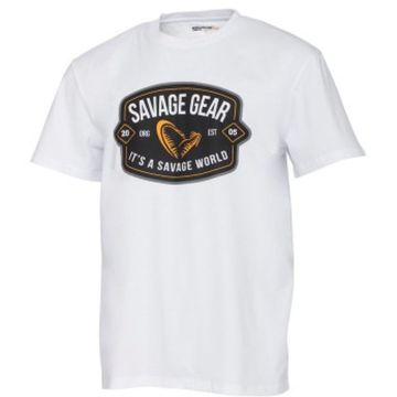 Tricou Savage Gear Badge Logo White