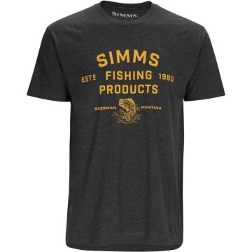 Тениска Simms Stacked Logo Bass T-Shirt Charcoal Heather