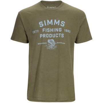 Тениска Simms Stacked Logo Bass T-Shirt Military Heather