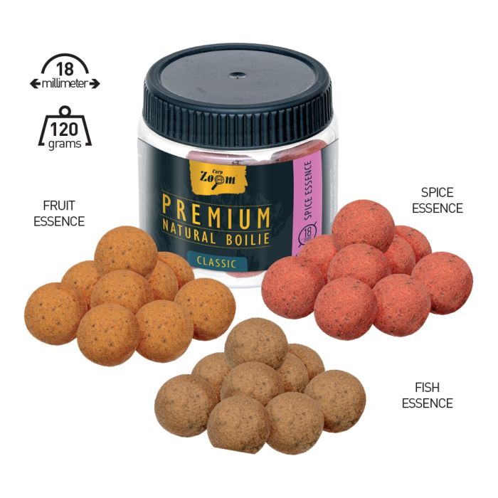 Boiles Solubil de Carlig Carp Zoom Boilie Premium Natural Classic, 18mm, 120gBorcan