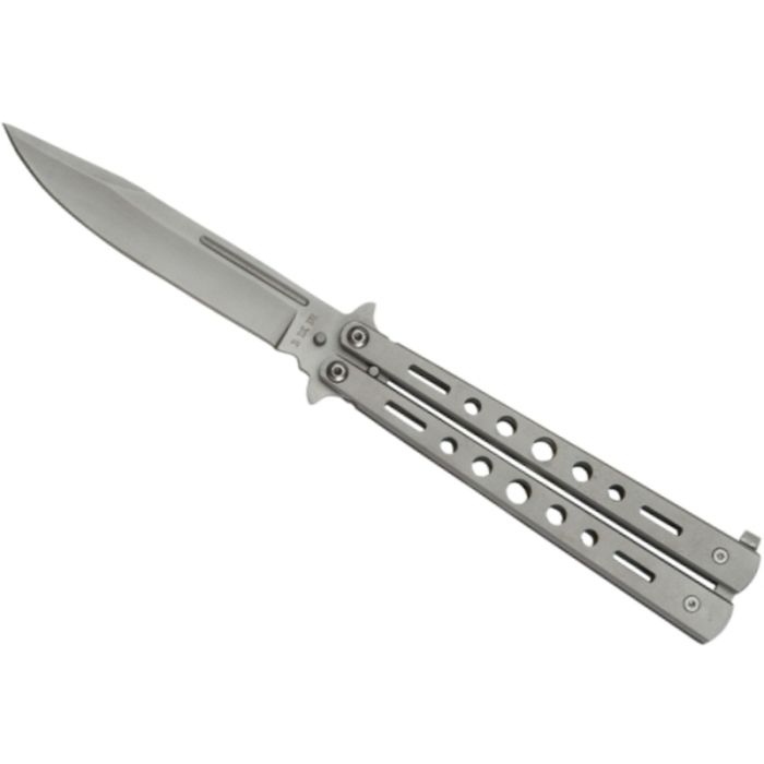 Briceag Butterfly Joker Abanico Stainless Steel, Maner din Inox, Lama 10cm