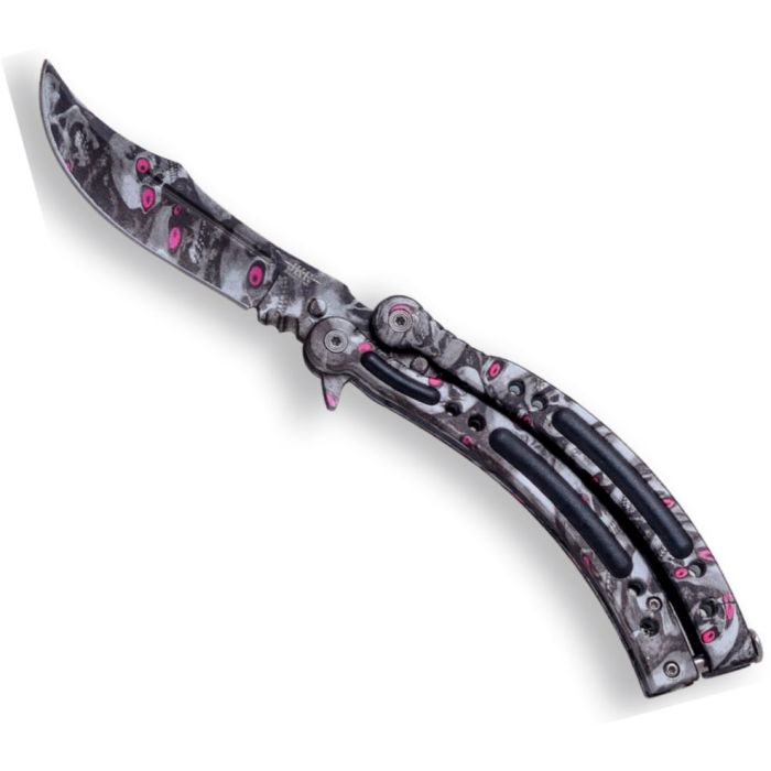 Briceag Butterfly Joker Counter Strike GO Calavera, Maner din Aluminiu, Lama 10cm