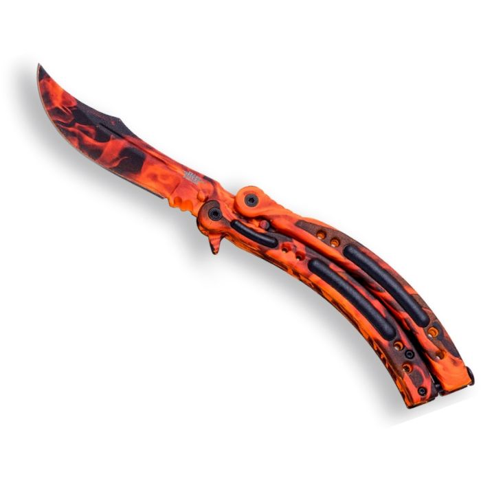 Briceag Butterfly Joker Counter Strike GO Fuego, Maner din Aluminiu, Lama 10cm
