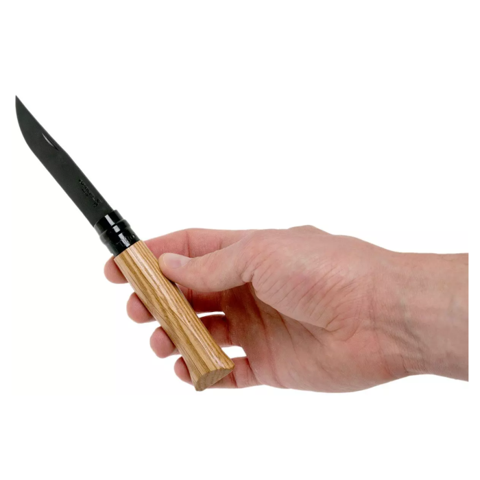 Briceag Opinel Nr.08 Black Oak Edition Pocket Knife + Cutie Cadou din Lemn, Oak Wood, BlackBrown 7