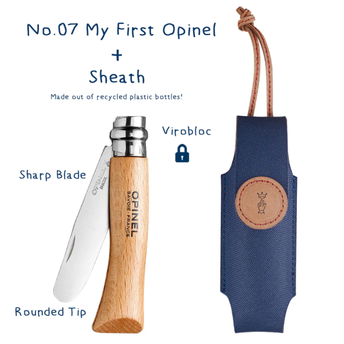 Briceag Pliabil pentru Copii Opinel Nr.07 My First Opinel + Teaca, Natural Beechwood 6