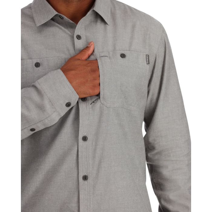 Camasa Simms Cutbank Chambray Shirt Cinder Chambray 5