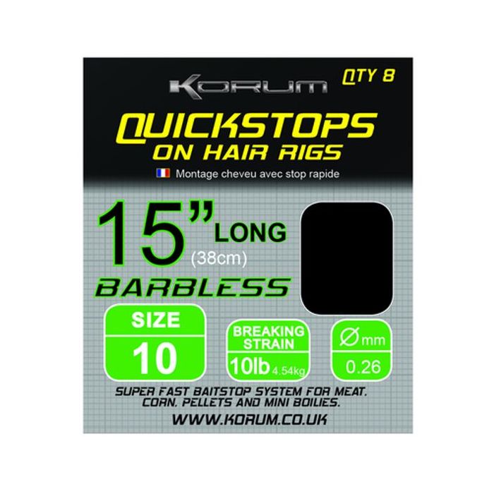 Carlige Legate Korum Quickstops on Hair Rigs, 38cm, 8bucplic
