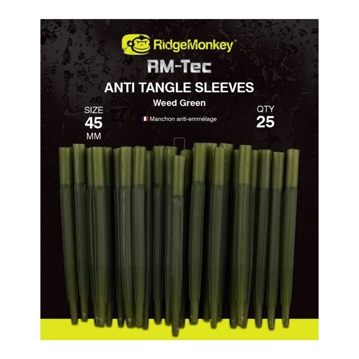 Conuri Antitangle RidgeMonkey RM-Tec Anti Tangle Sleeves, Weed Green, 25buc/plic 2