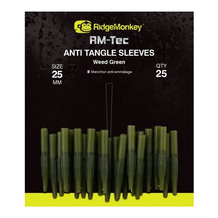 Conuri Antitangle RidgeMonkey RM-Tec Anti Tangle Sleeves, Weed Green, 25buc/plic