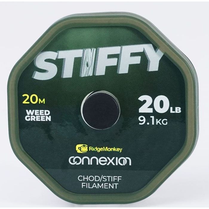 Fir Monofilament Rigid RidgeMonkey Connexion Stiffy ChodStiff Rig Filament, Weed Green, 20m