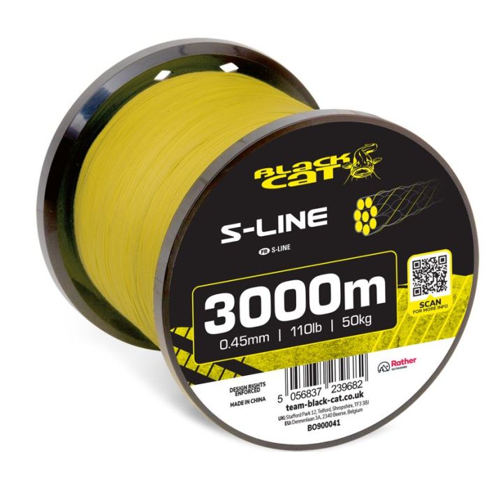 Fir Textil Black Cat S-Line 8X Braided, Galben, 3000m