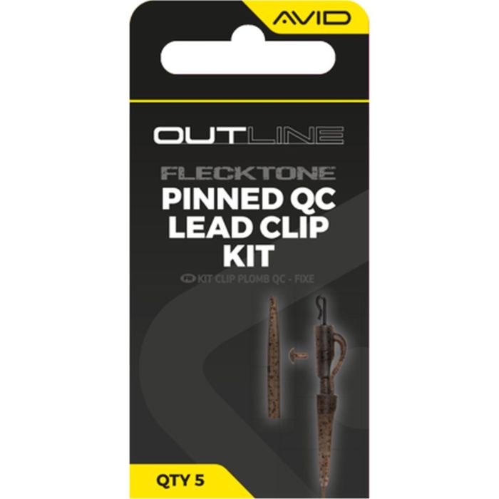 Kit Montura Plumb Pierdut Avid Carp Outline FleckTone Pinned QC Lead Clip, 5buc/plic