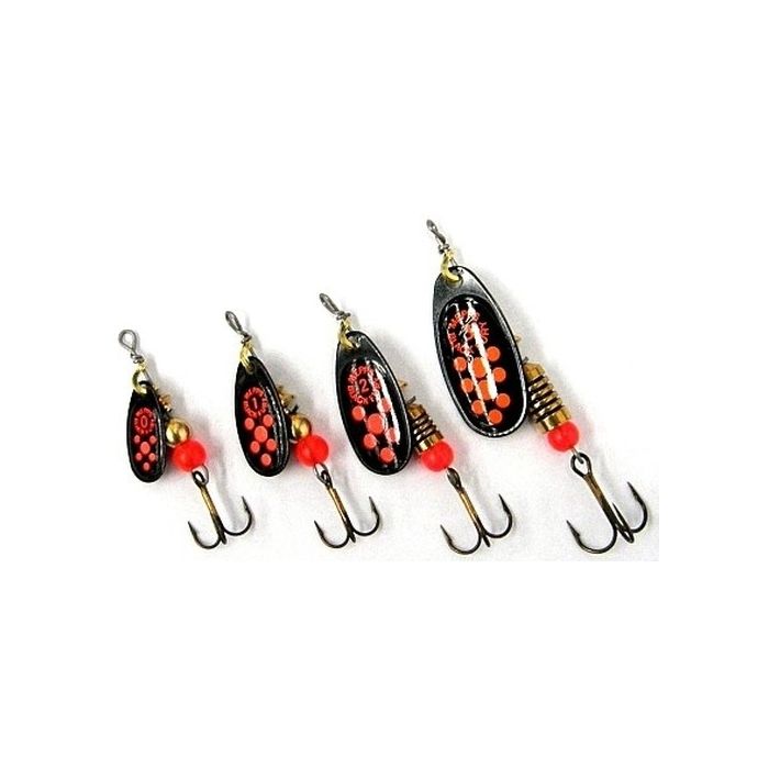 Lingurita Rotativa Mepps Black Fury Fluorescent Red Dot, Nr.1, 3.5g