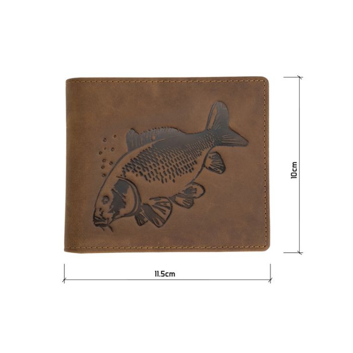 Portofel din Piele Delphin Carp Classic Wallet, Dark Brown, 11.5x10cm 4