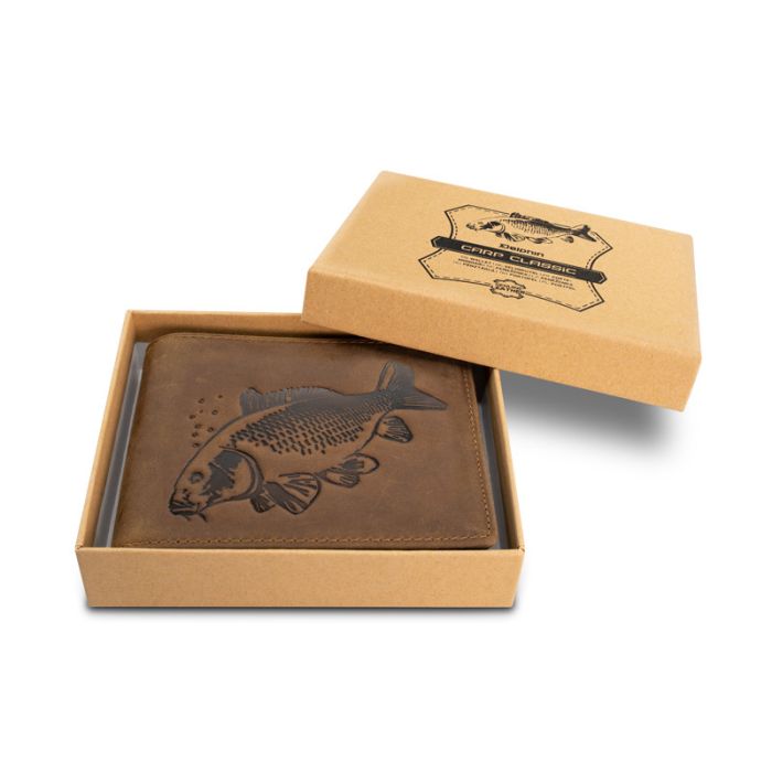 Portofel din Piele Delphin Carp Classic Wallet, Dark Brown, 11.5x10cm 5