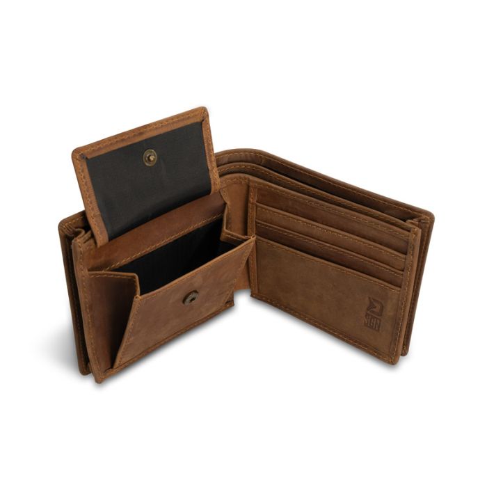 Portofel din Piele Delphin Carp Classic Wallet, Dark Brown, 11.5x10cm 3