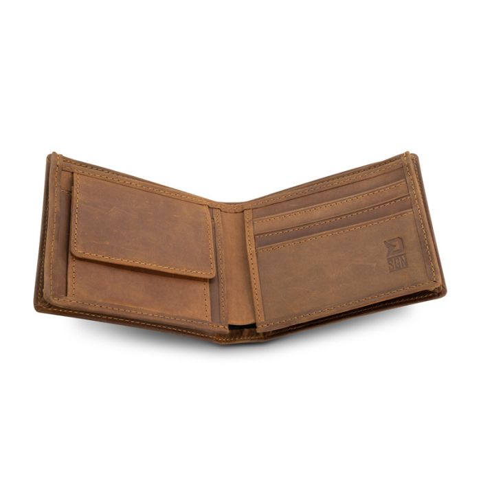 Portofel din Piele Delphin Carp Classic Wallet, Dark Brown, 11.5x10cm 2