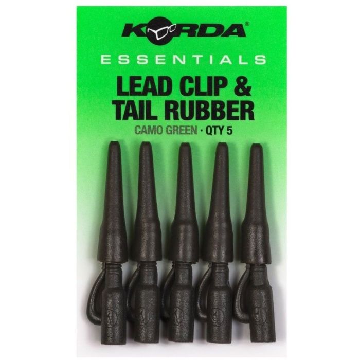 Set Clipsuri Plumb si Conuri Antitangle Korda Essentials Lead Clips & Tail Rubbers, Camo Green