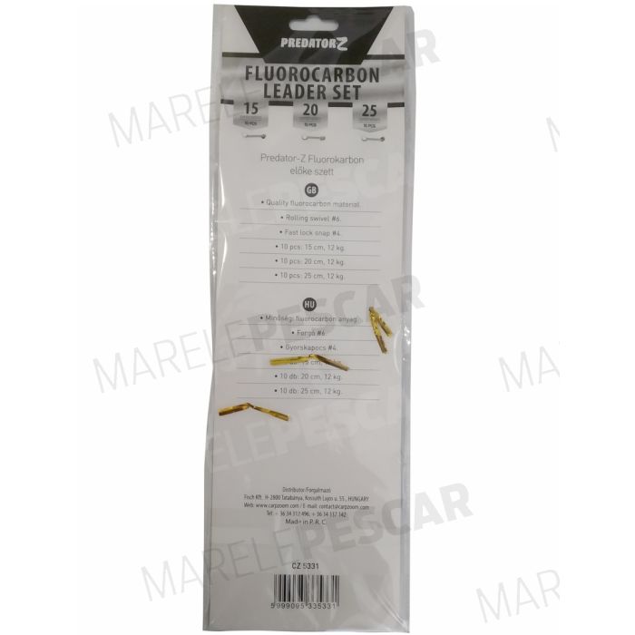 Set Strune Carp Zoom Predator-Z Fluorocarbon Leader, 15cm20cm25cm, 12kg, 30buc/blister 2