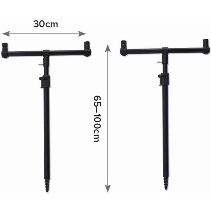 Suport Dublu pentru Lansete Carp Spirit 2/4 Rod Support Set, 30x65-100cm, 2 picheti + 2 buzzbari 2