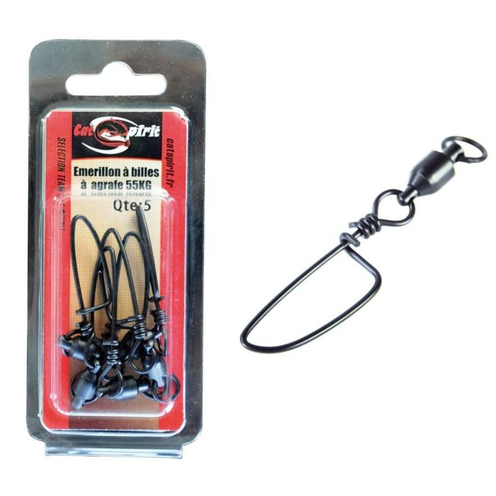 Vartej cu Rulment Cat Spirit Rolling Swivel cu Agrefa Rapida, Black Nickel, 5buc/plic