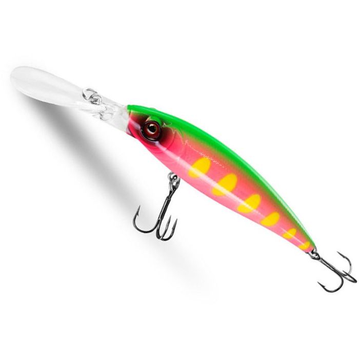 Воблер Delphin Wobby Jerk-DP, суспендер, Neon, 9cm, 12.50g